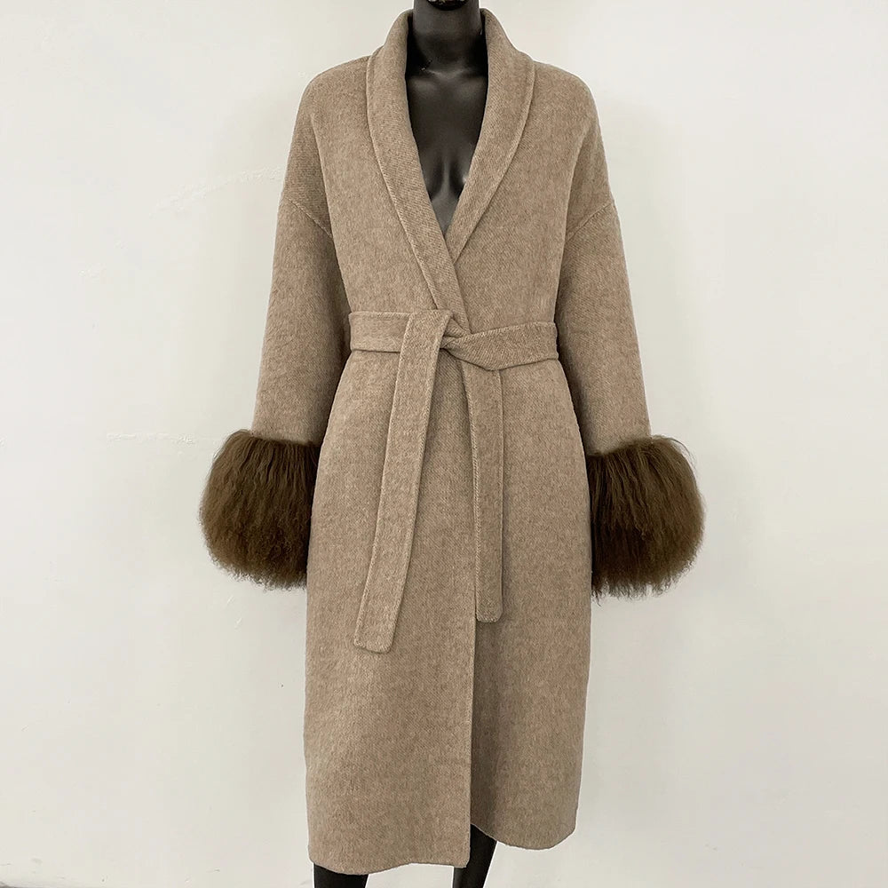 Women Wool Fur Coat