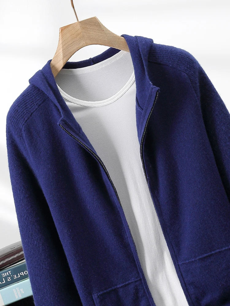 Cashmere Men Hooded Cardigan Set