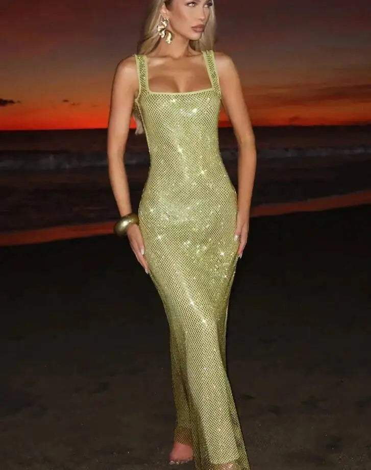Sexy Backless Sequined Maxi Dress
