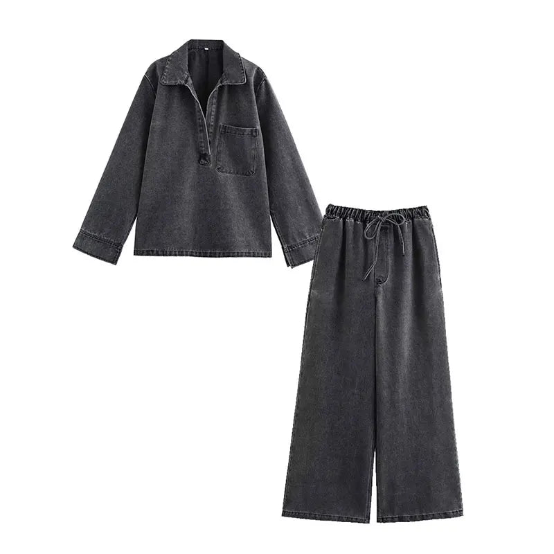 Two-Piece Denim Streetwear Outfit