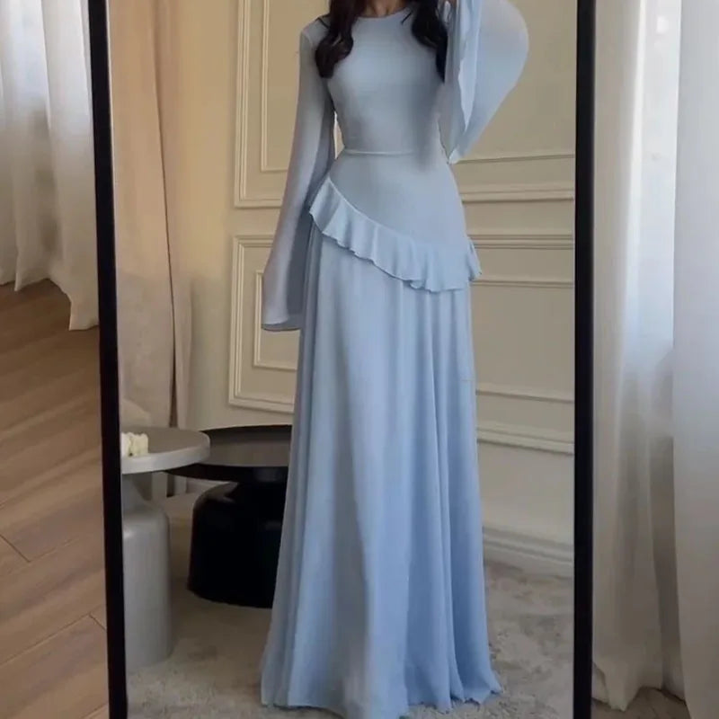 Women Flare Sleeve Ruffles Dress