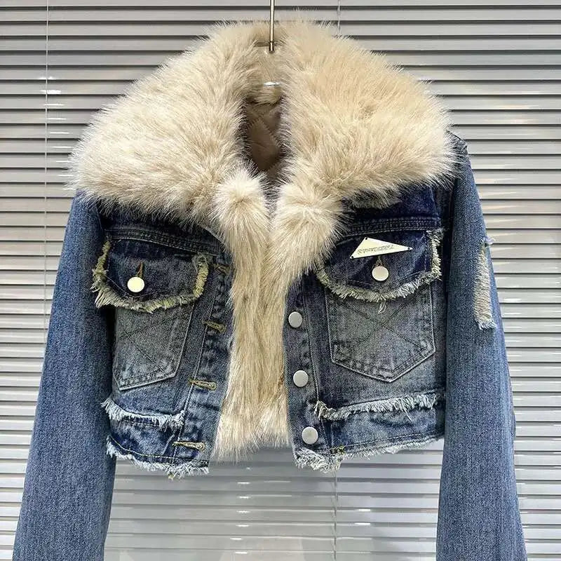 Women's Fur Collar Denim Jacket