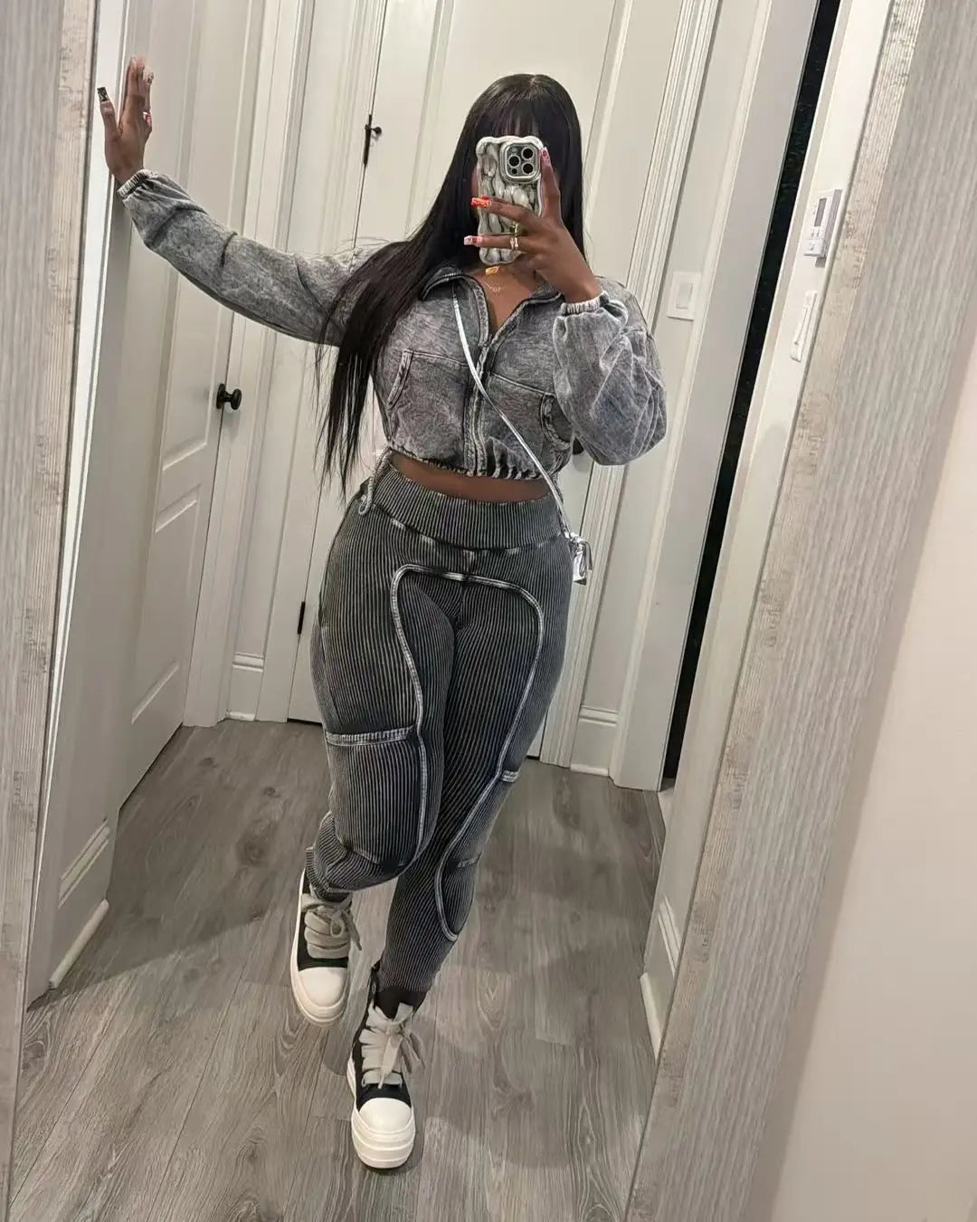 Washed Knitted Two-Piece Set