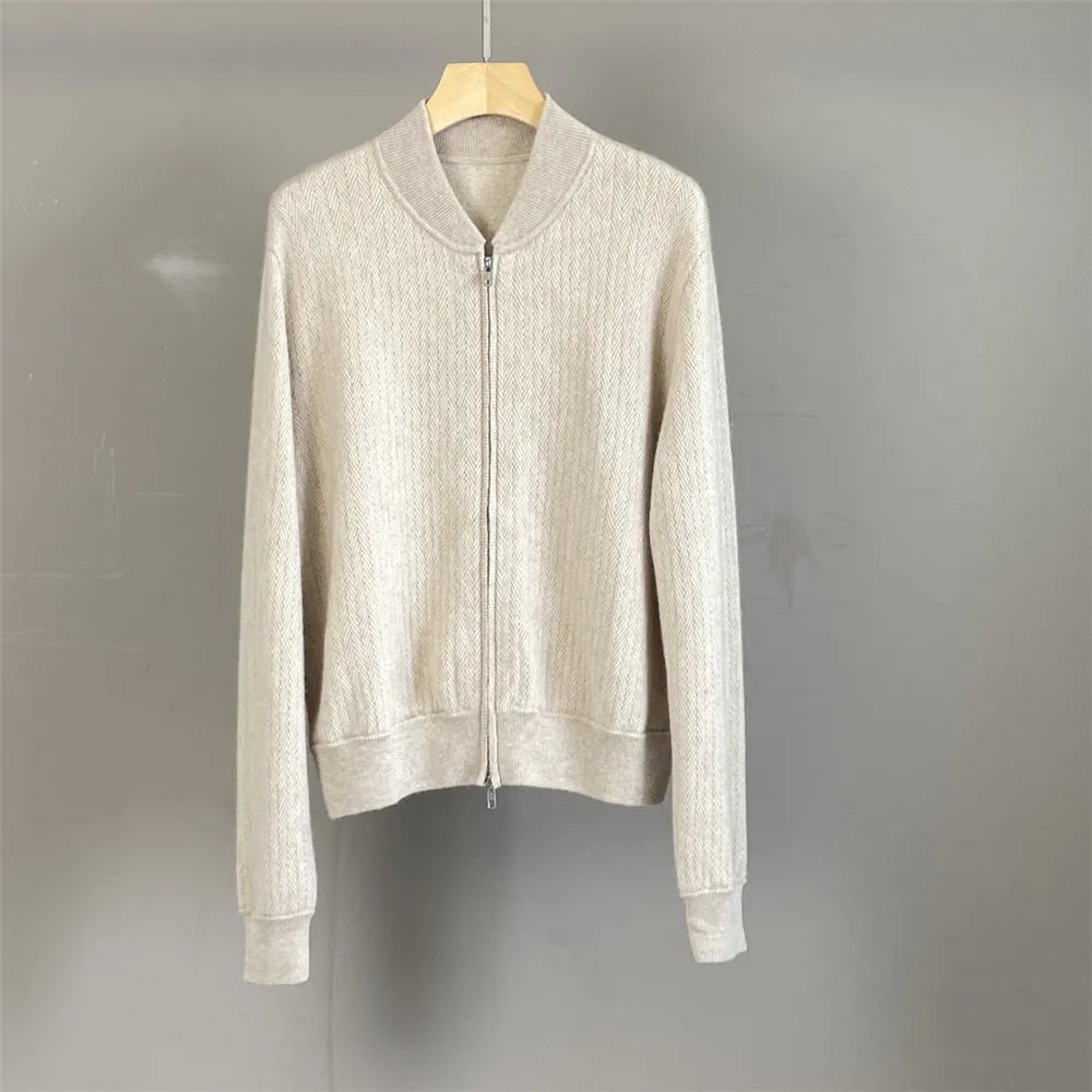 Cashmere Zipper Cardigan Set