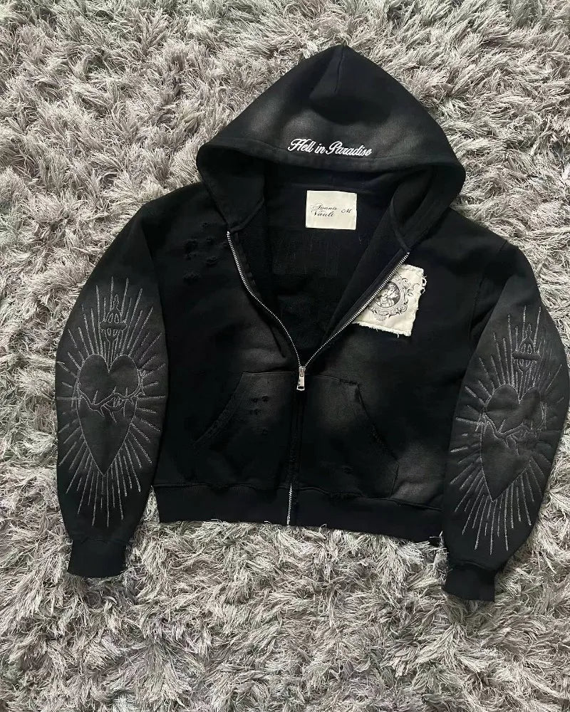 Embroidery Patch Sweater Hoodie