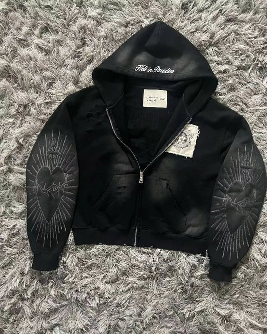 Embroidery Patch Sweater Hoodie