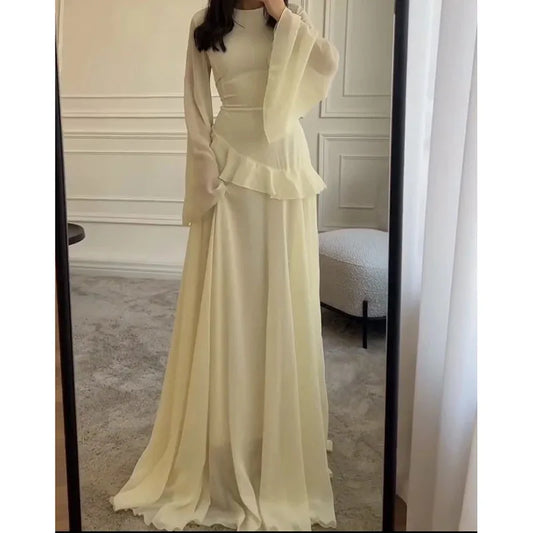 Women Flare Sleeve Ruffles Dress