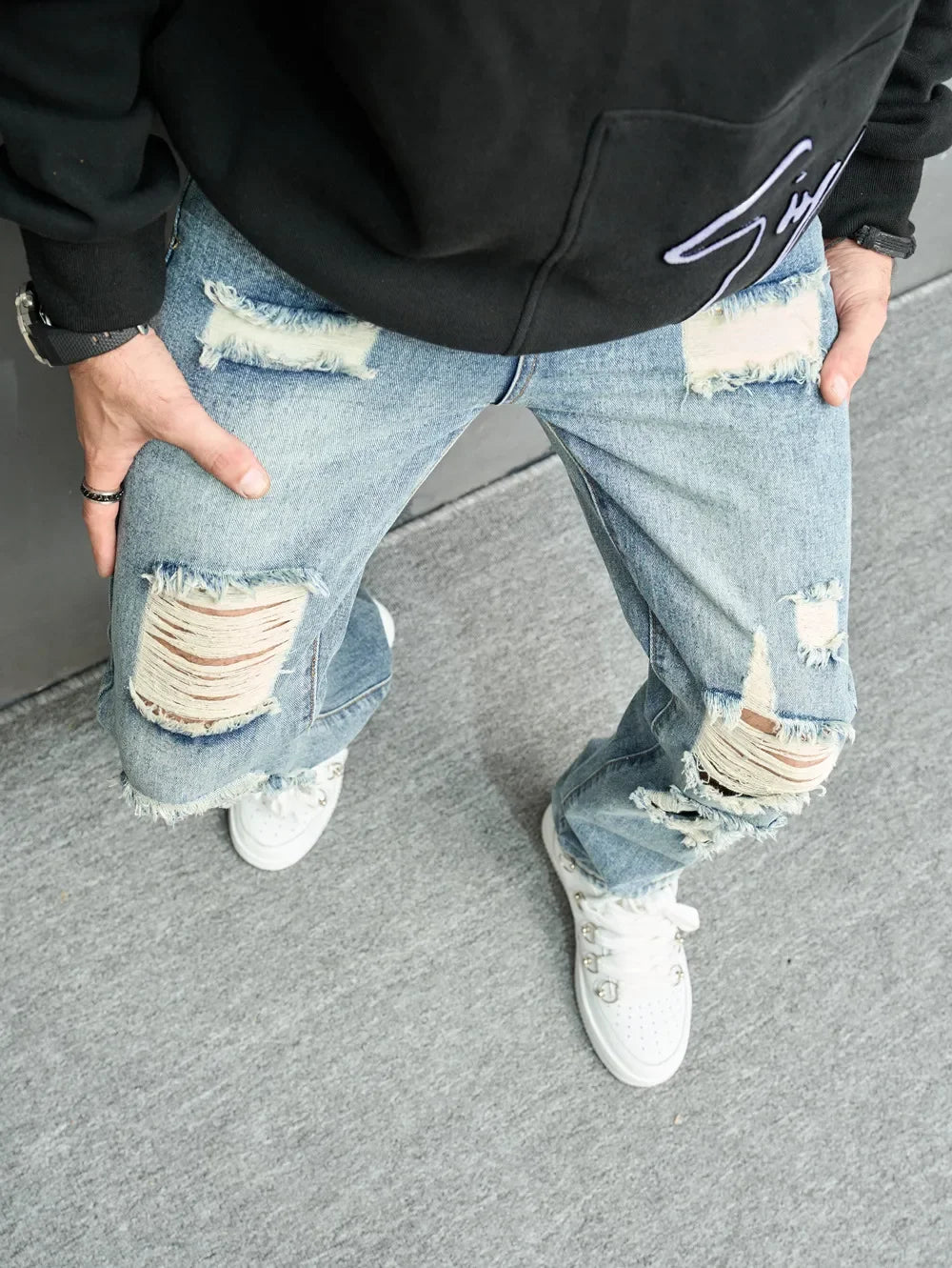 Men’s Ripped Straight Jeans