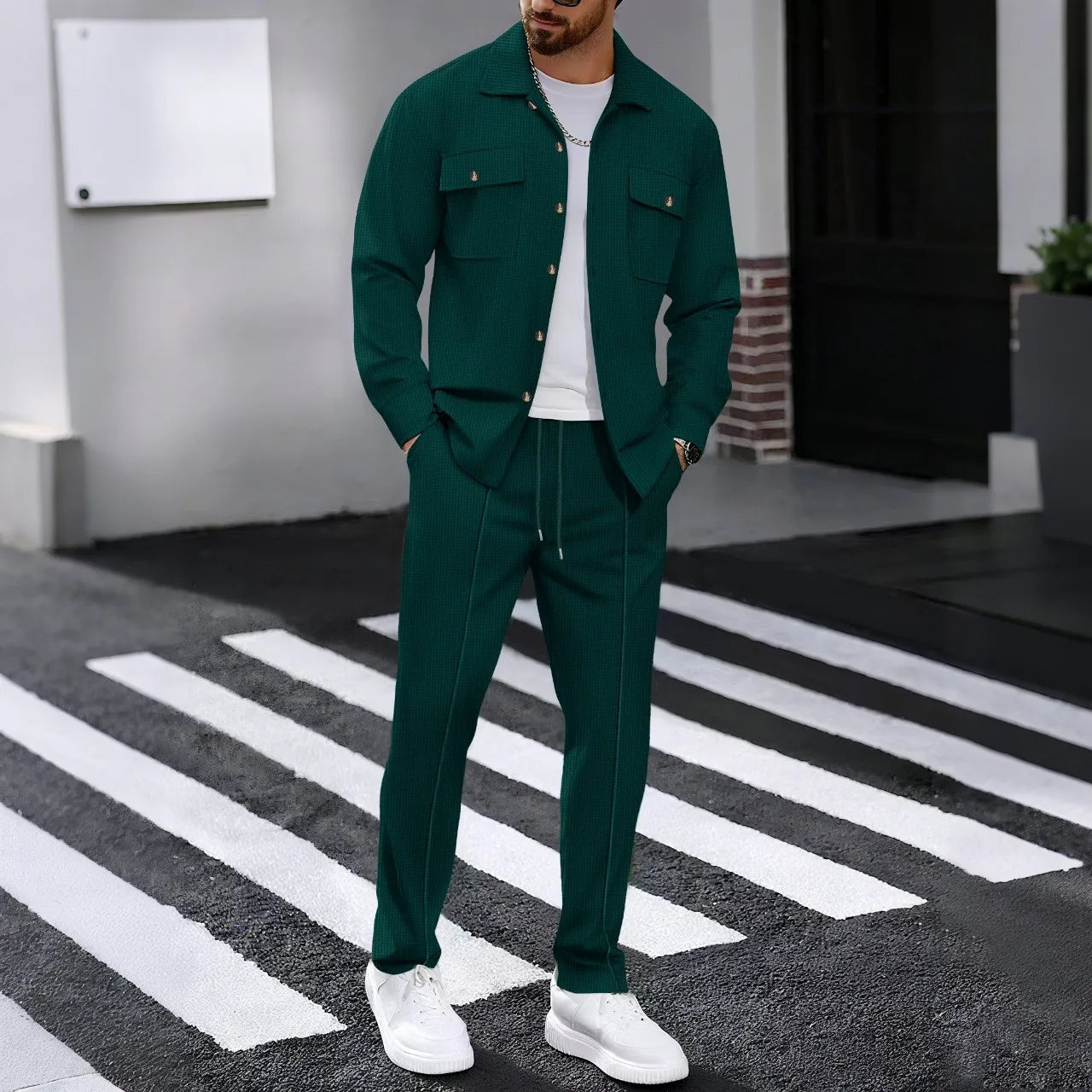 Solid Color Cardigan Set
