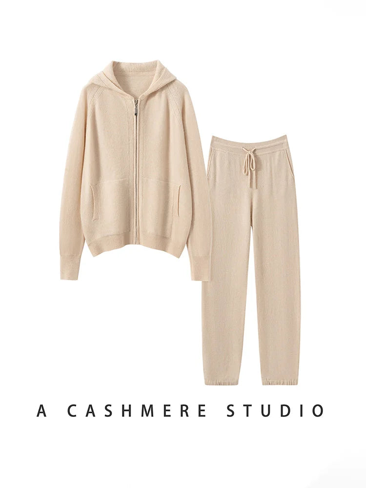 Cashmere Hooded Cardigan Set