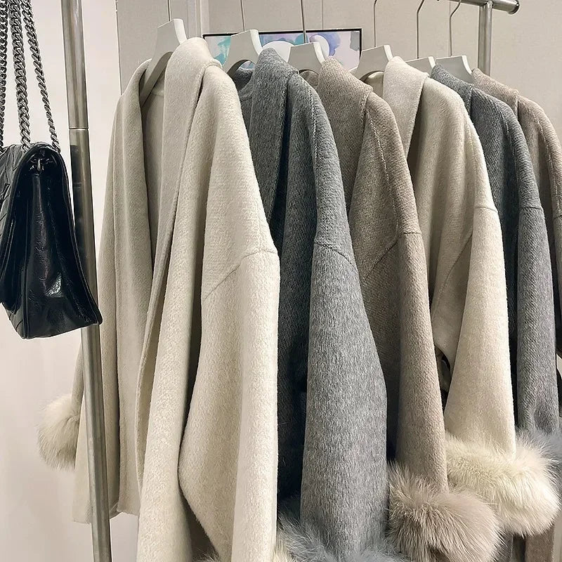 Women Wool Fur Coat