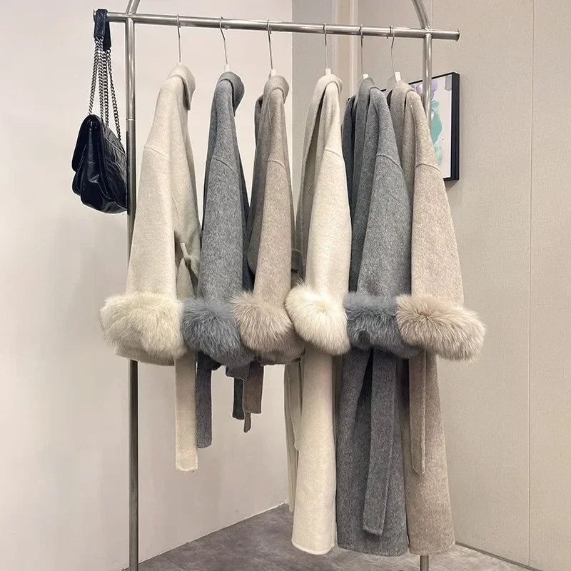 Women Wool Fur Coat