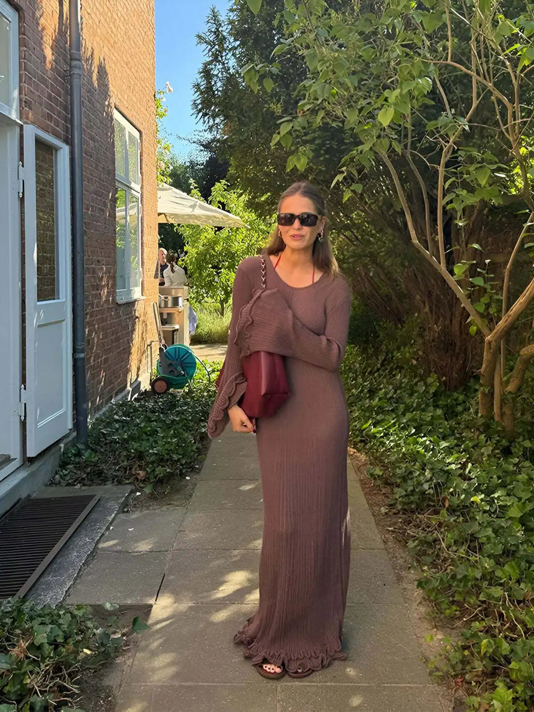 Women Lace-Up Maxi Dress