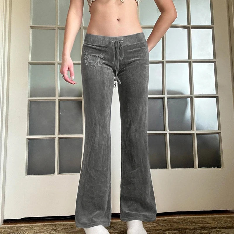 Retro Drawstring Flare Pants