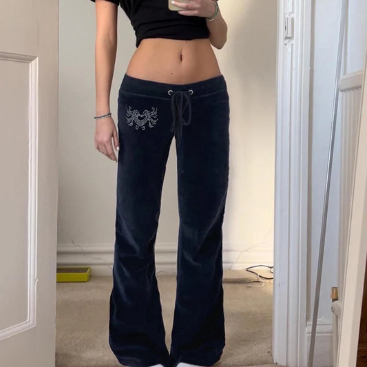 Retro Drawstring Flare Pants