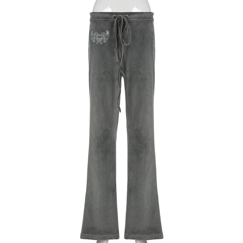 Retro Drawstring Flare Pants
