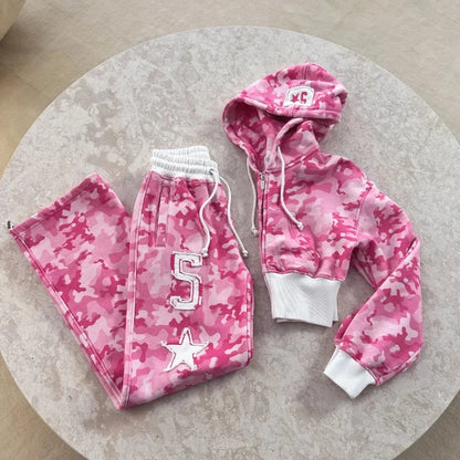 Women Camouflage Two-Piece Set