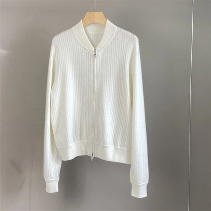 Cashmere Zipper Cardigan Set