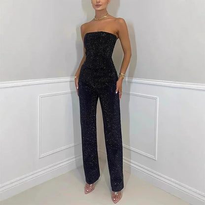 Rhinestone Slim Denim Set