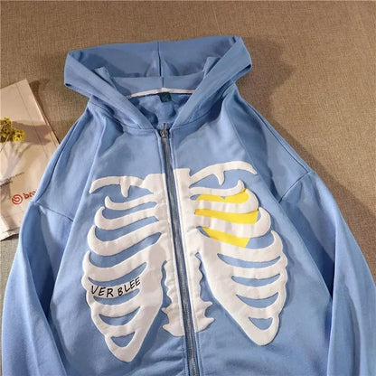 Y2K Skull Zip Hoodie