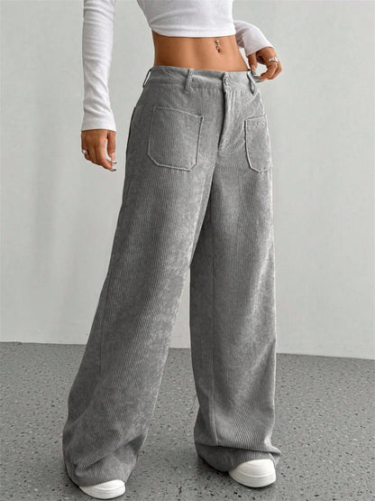 Retro Corduroy Wide-Leg Pants
