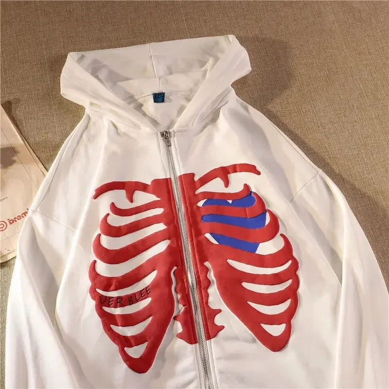 Y2K Skull Zip Hoodie