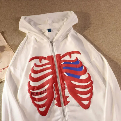 Y2K Skull Zip Hoodie