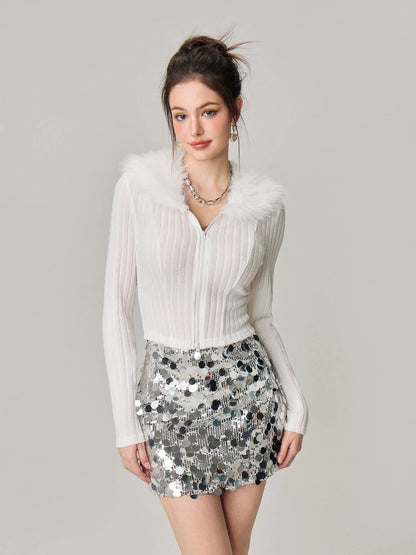 Women Slim Feather Jacket
