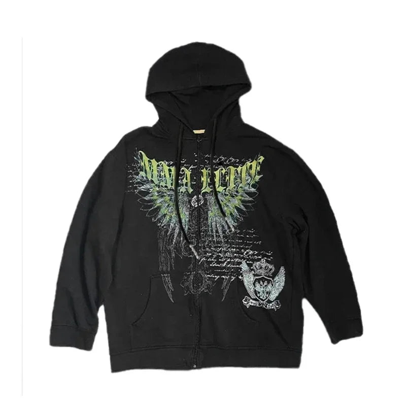 Y2K Skull Zip Hoodie