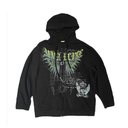 Y2K Skull Zip Hoodie