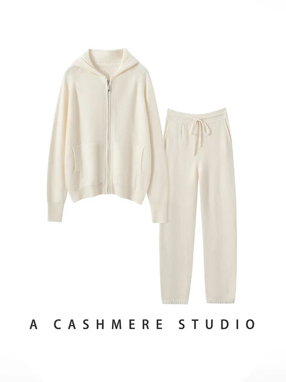 Cashmere Hooded Cardigan Set