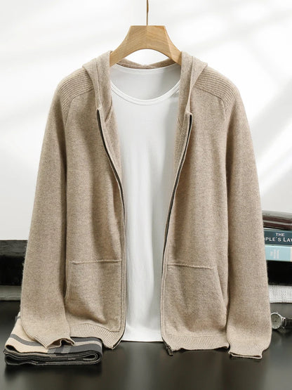 Cashmere Men Hooded Cardigan Set