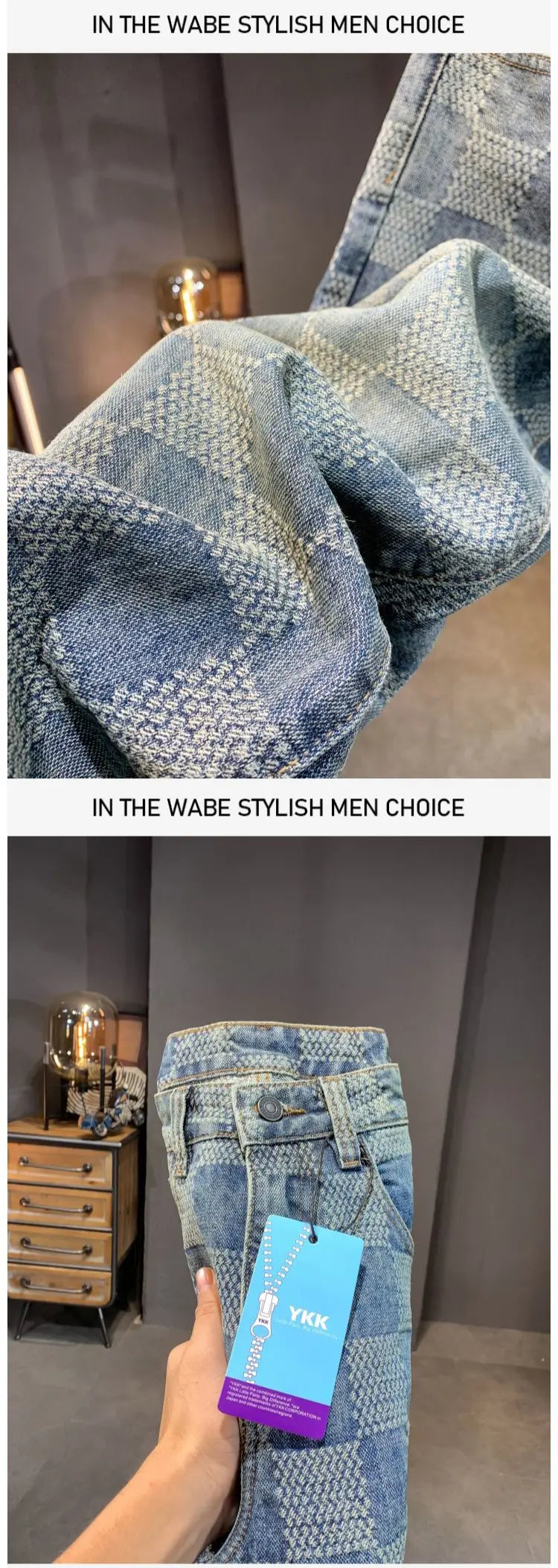 Men’s Plaid Denim Pants