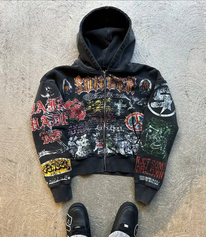 Retro Gothic Streetwear Hoodie