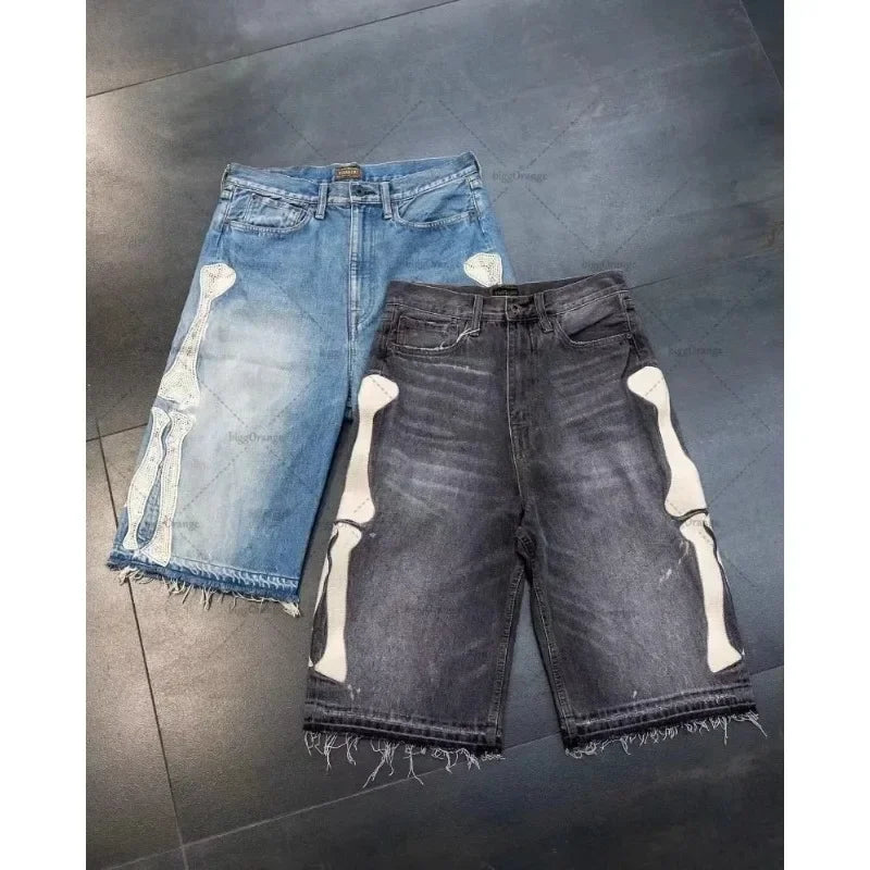 Skeleton Denim Shorts
