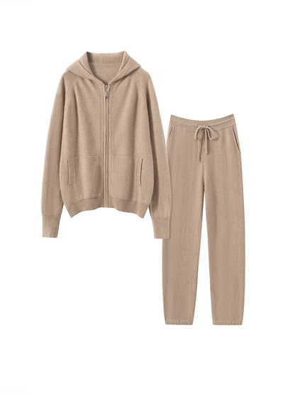 Cashmere Hooded Cardigan Set