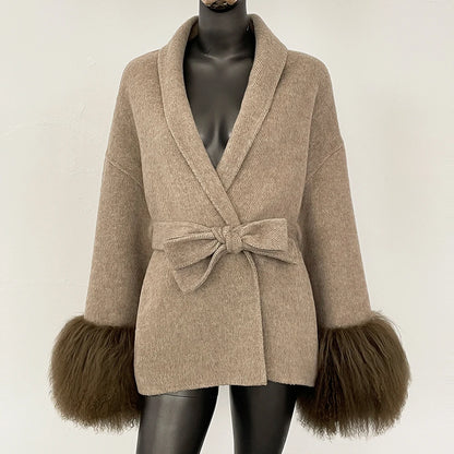 Women Wool Fur Coat