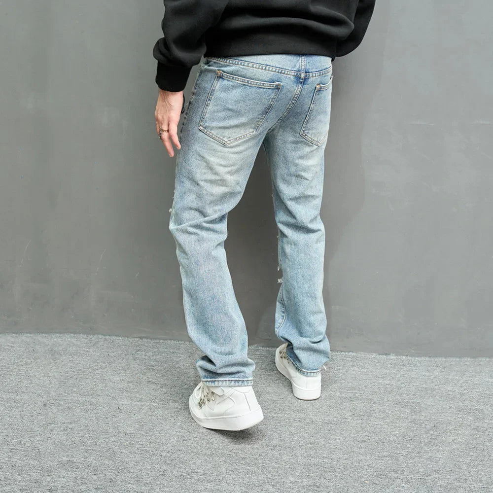 Men’s Ripped Straight Jeans