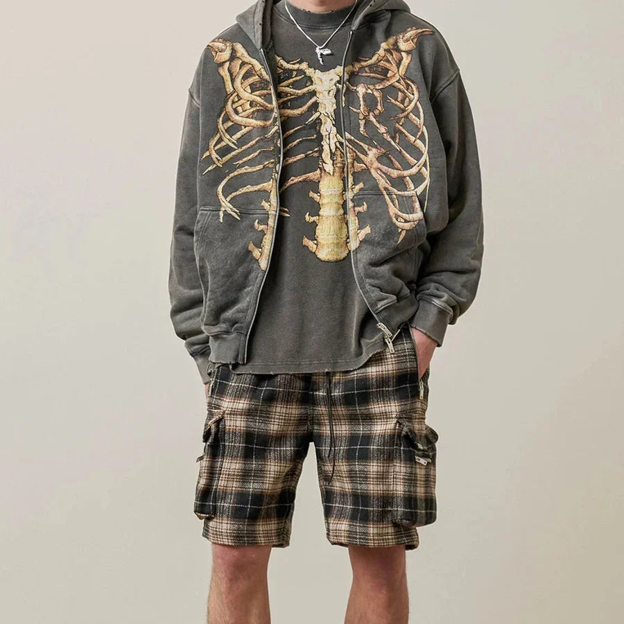 Y2K Skull Zip Hoodie