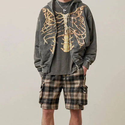 Y2K Skull Zip Hoodie