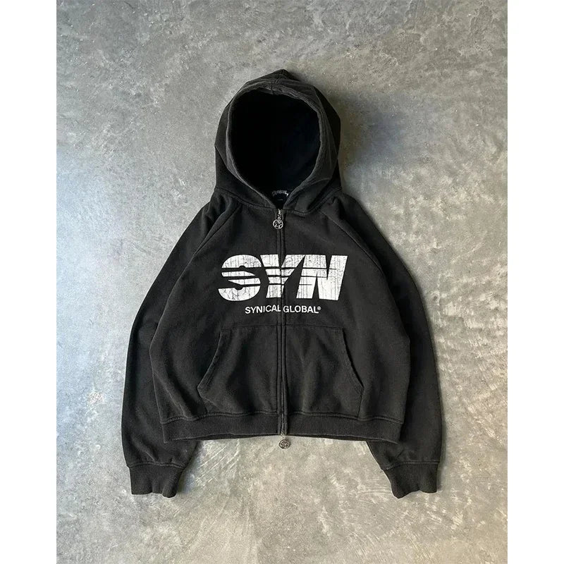 Y2K Skull Zip Hoodie