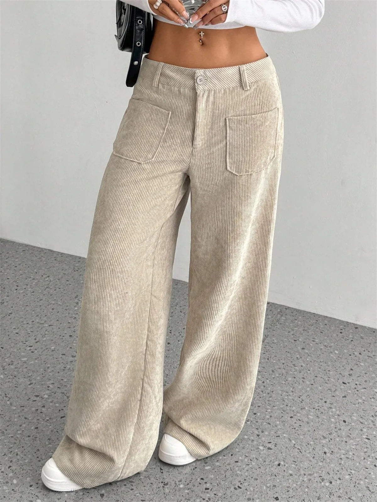 Retro Corduroy Wide-Leg Pants