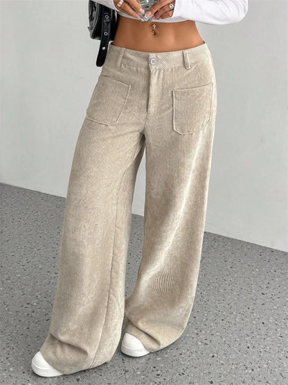 Retro Corduroy Wide-Leg Pants