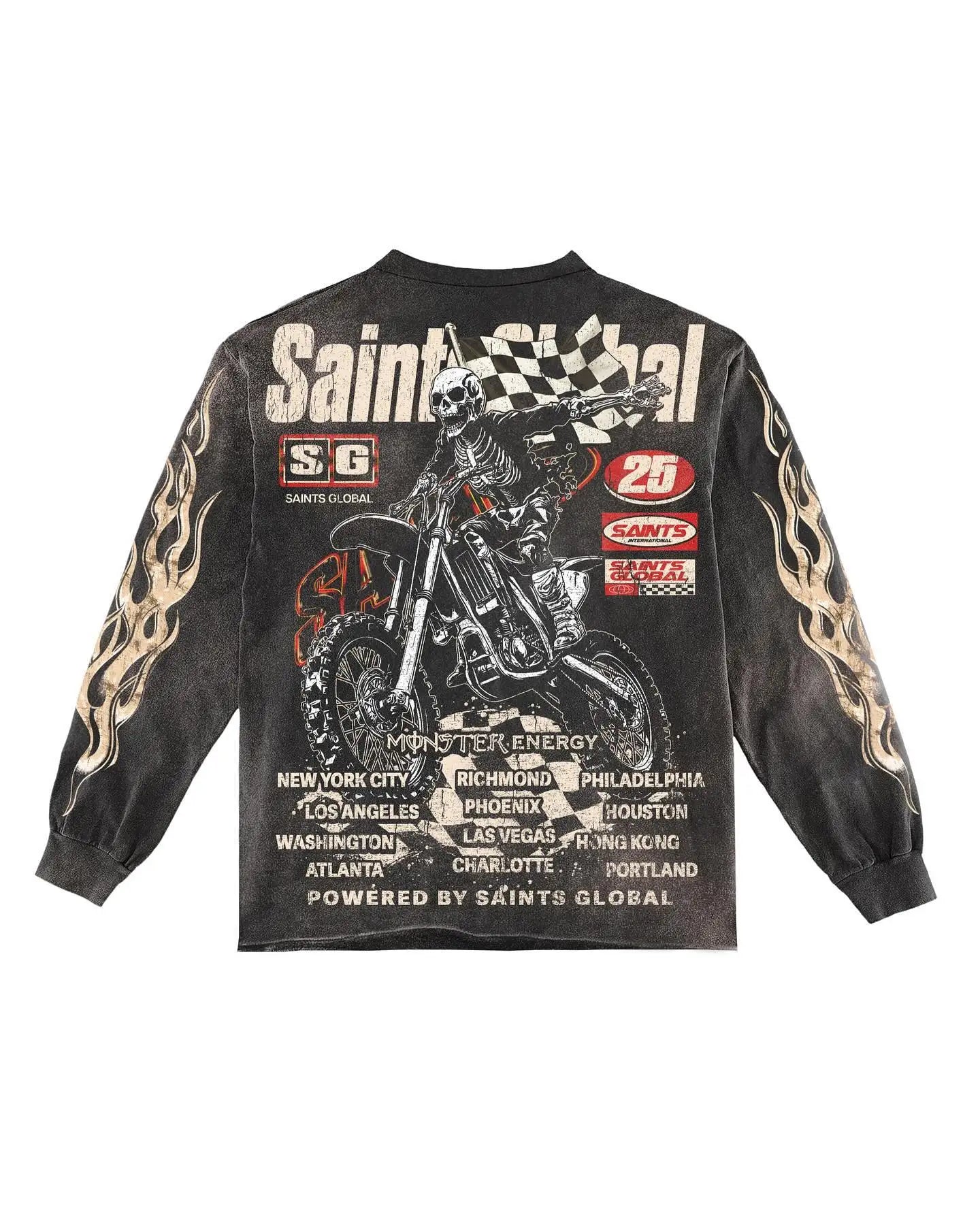 Retro Washed Skull Motorcycle Tee