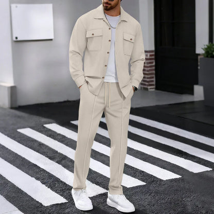 Solid Color Cardigan Set