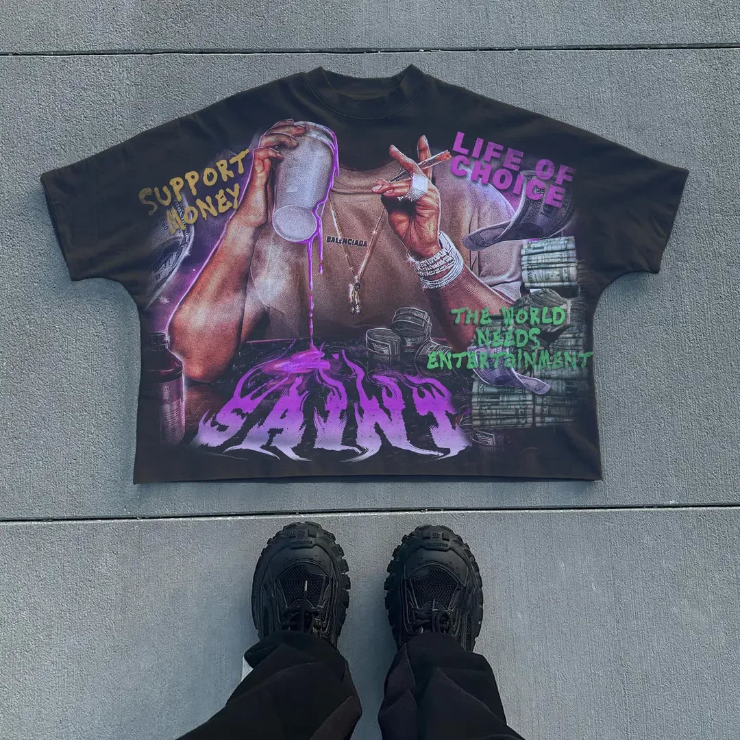 Y2K Retro Graphic Oversized Tee