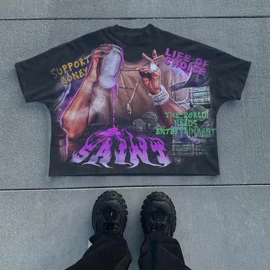 Y2K Retro Graphic Oversized Tee