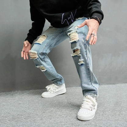 Men’s Ripped Straight Jeans