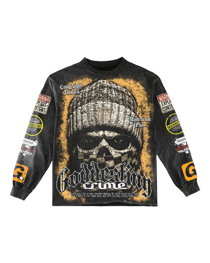 Skull Graphic Cotton Long Sleeve Top