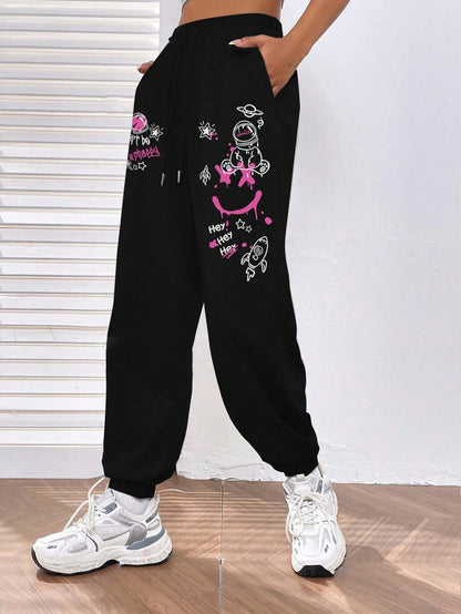 Women’s Graffiti Print Streetwear Pants